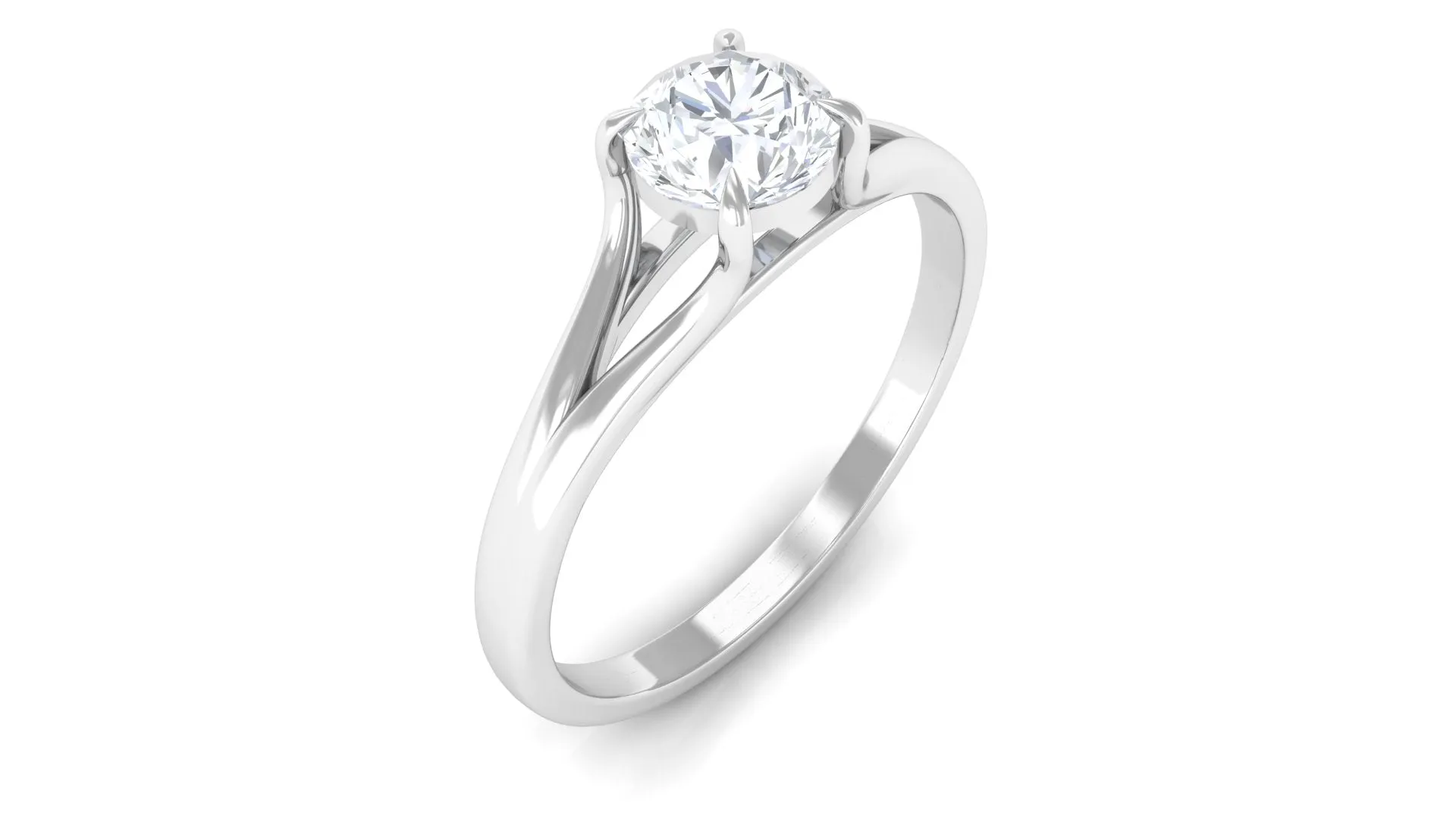 Claw Set Solitaire Lab Grown Diamond Ring in Split Shank