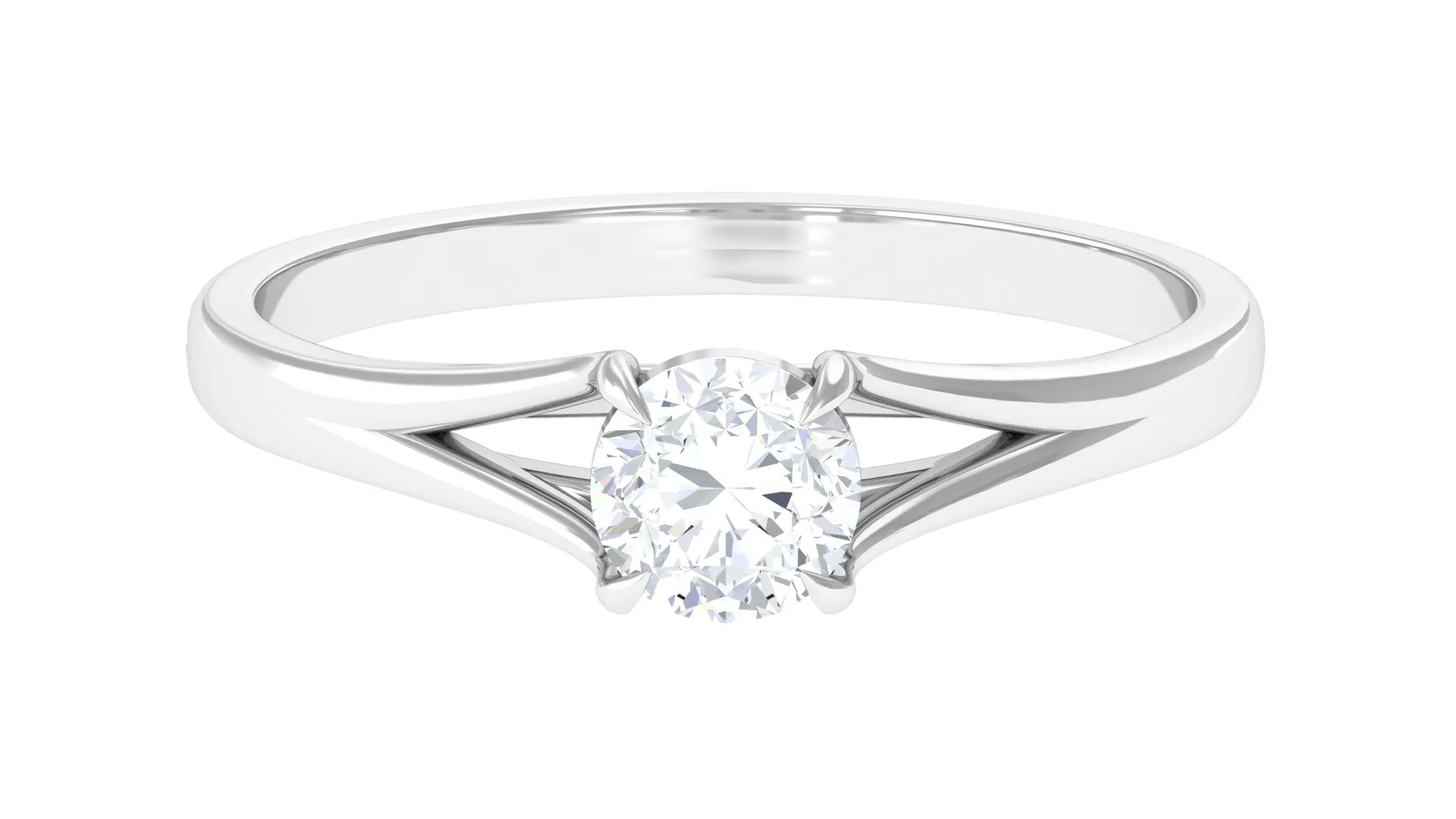 Claw Set Solitaire Lab Grown Diamond Ring in Split Shank