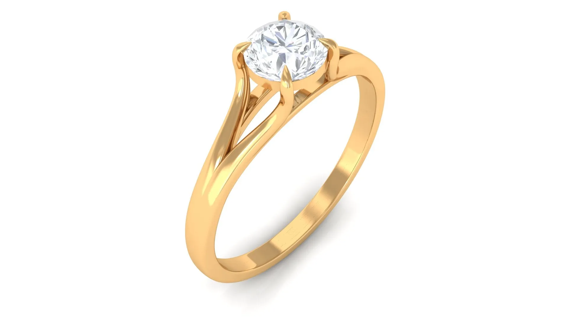 Claw Set Solitaire Lab Grown Diamond Ring in Split Shank