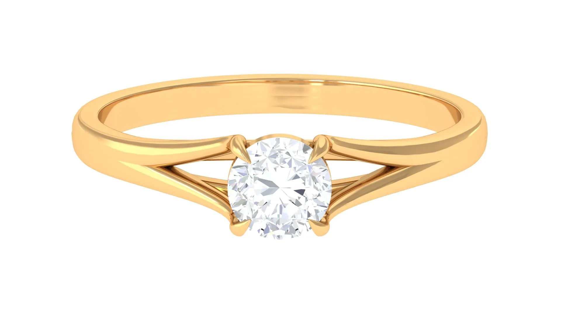 Claw Set Solitaire Lab Grown Diamond Ring in Split Shank