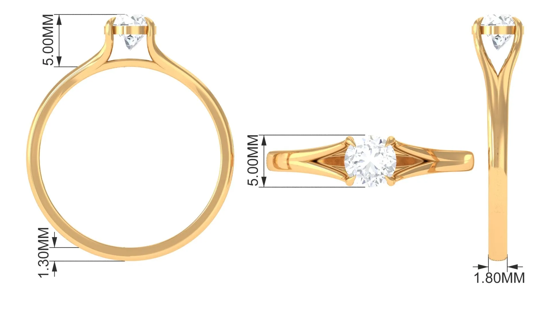 Claw Set Solitaire Lab Grown Diamond Ring in Split Shank