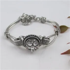 Clear Crystal  Rhinestone & Silver Bangle Bracelet