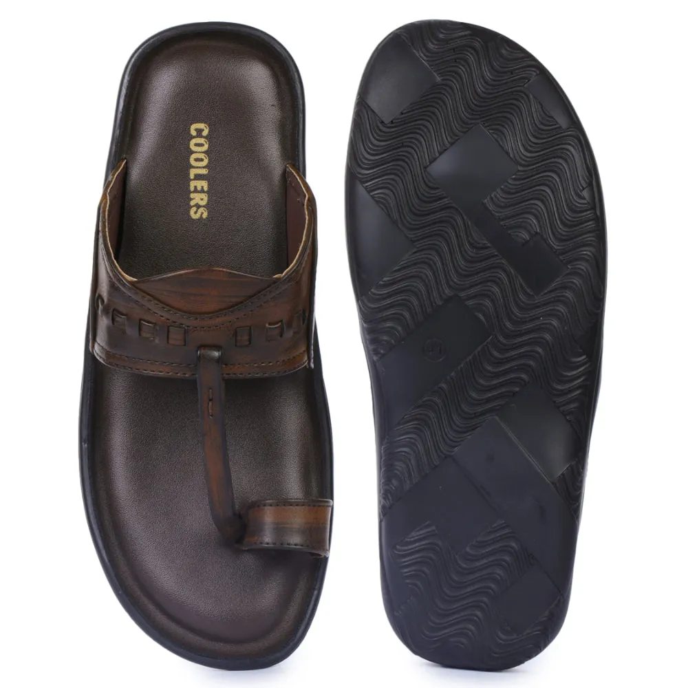 Coolers Casual Brown Toe Ring Slippers For Men  A17-04 By Liberty