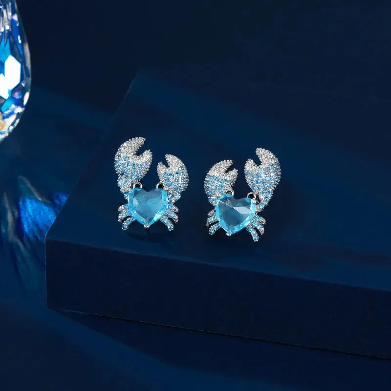 Creative Design Cubic Zirconia Pearl Shell Crab Earrings Women Jewely Accessories LYX338