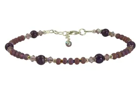 Crystal Amethyst Gemstone Beaded Anklet