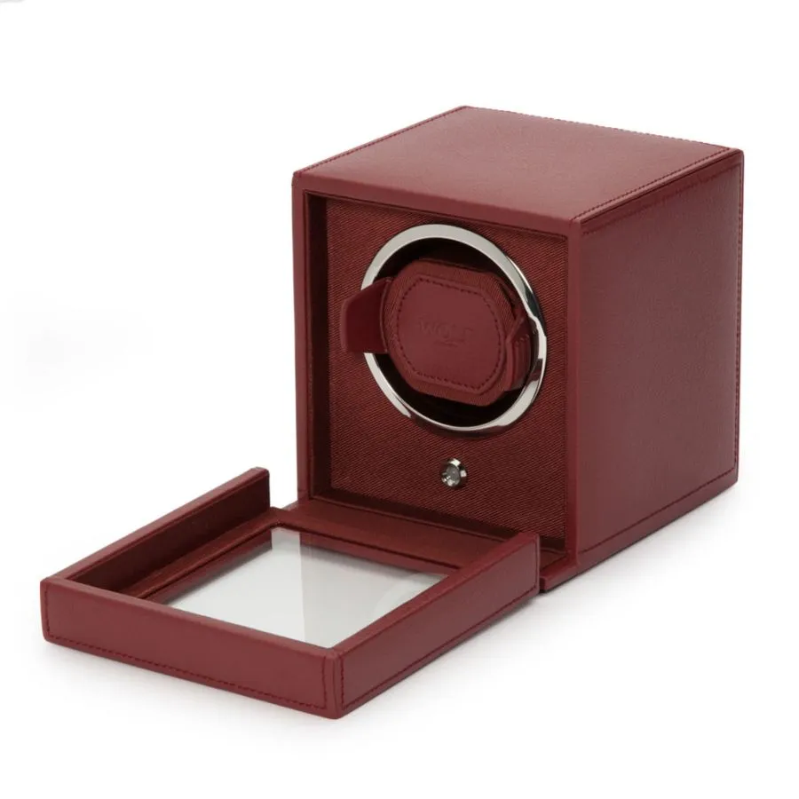 Cub Single Watch Winder With Cover (Bordeaux)