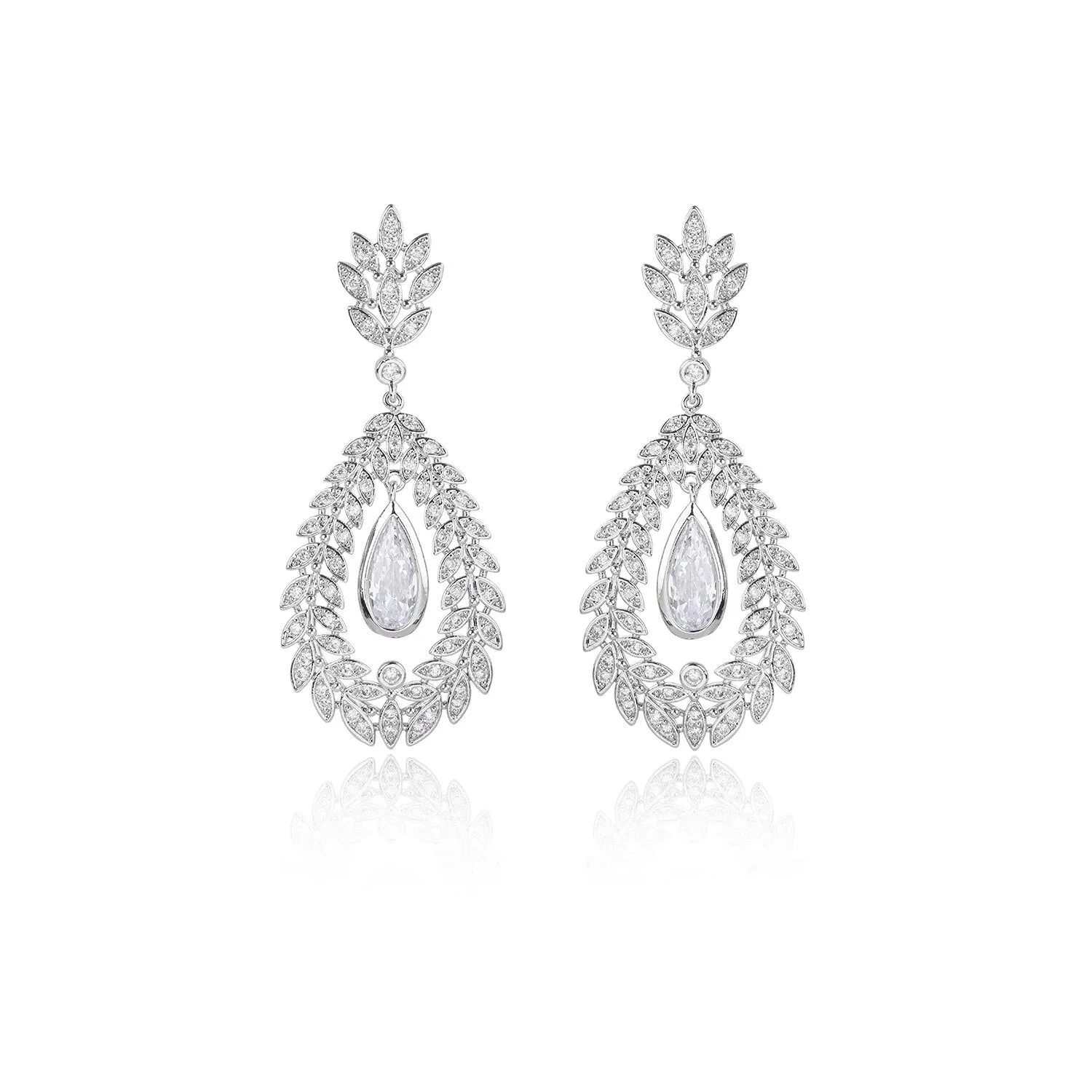 Cubic Zircon Olive Branch Earrings, Crystals Leaves Earring for Bride, Women Girl Birthday Party Jewelry CE11889