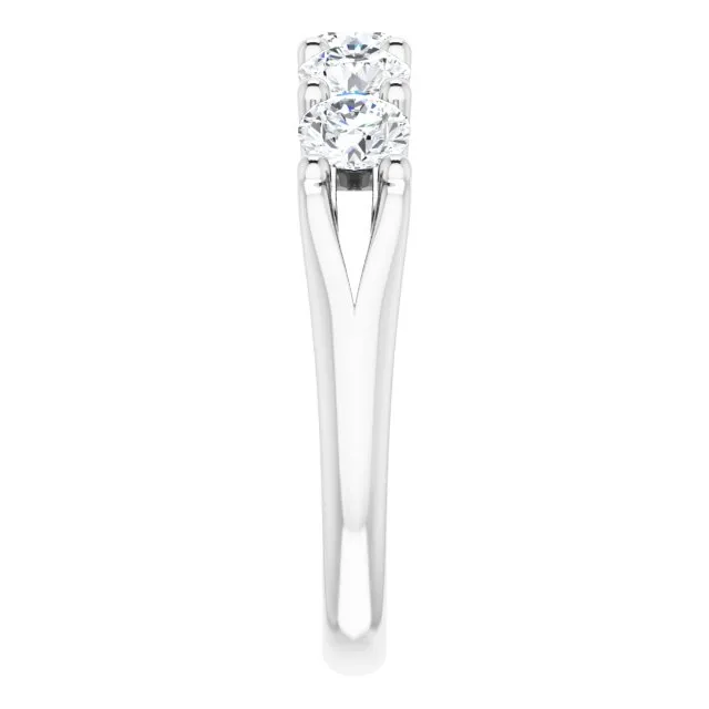 Cubic Zirconia Anniversary Ring Band, Style 123-390 (Five Stone Round Cut Shared Prong Scallop)