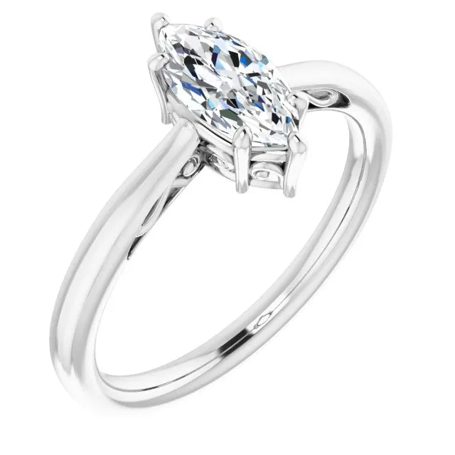 Cubic Zirconia Engagement Ring- The Abbey Ro (Customizable Marquise Cut Solitaire with 'Incomplete' Decorations)