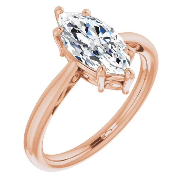 Cubic Zirconia Engagement Ring- The Abbey Ro (Customizable Marquise Cut Solitaire with 'Incomplete' Decorations)