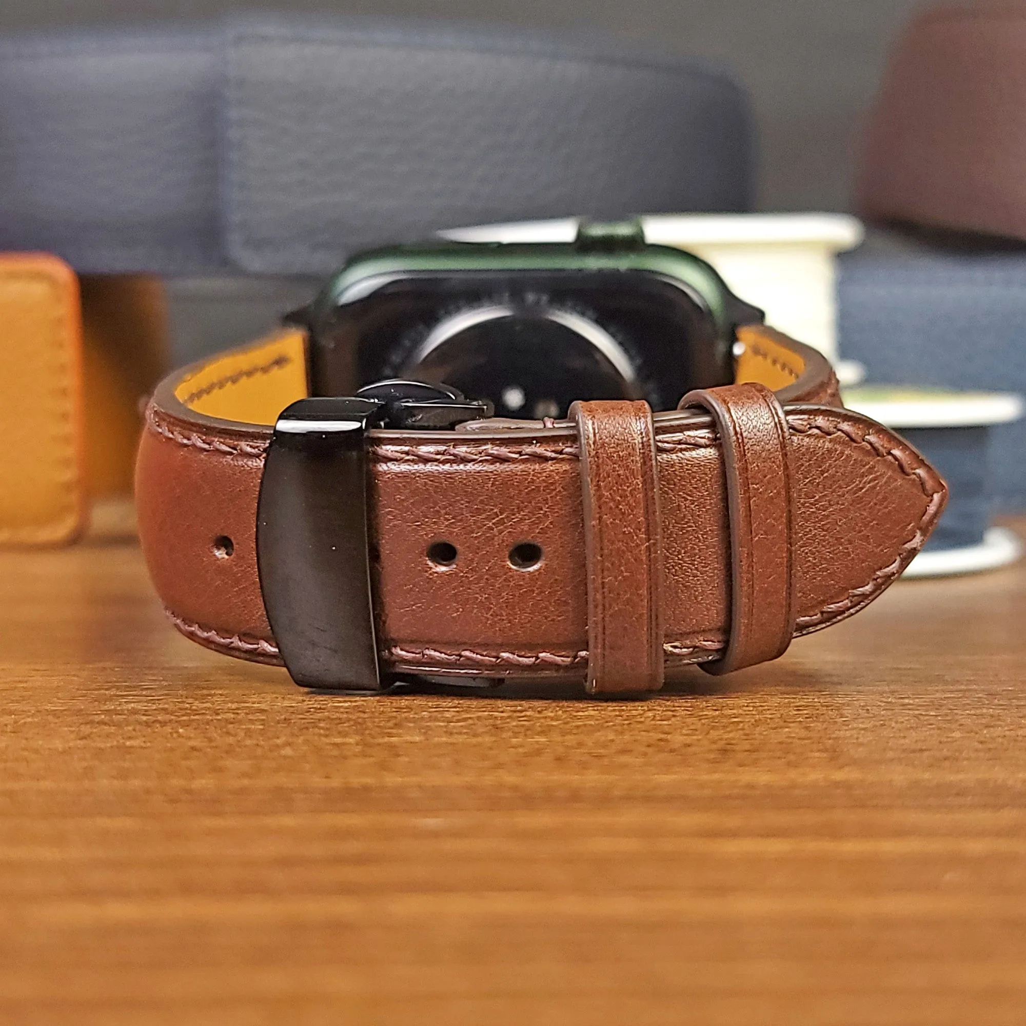 Custom Luxury Brown Vachetta Leather Apple Watch Straps