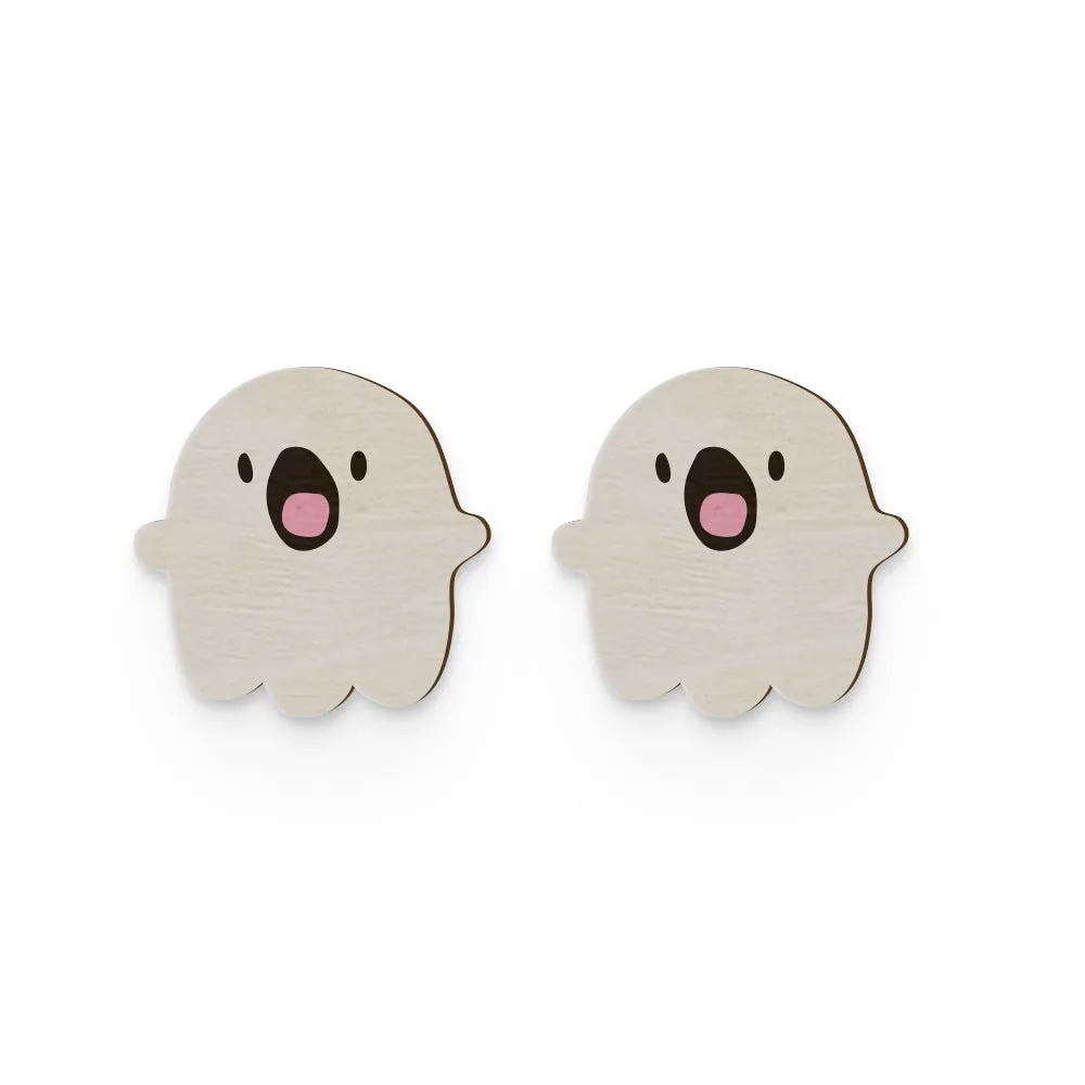 Cute Ghost Hand Painted Wooden Earring