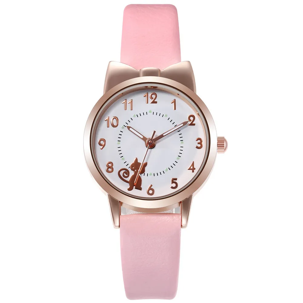 Cute Personality Cartoon Cat Internet Celebrity Luminous Student Watch Women's Quartz Watch Women's Watch