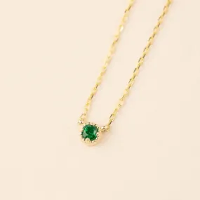 Dahlia Emerald Solitaire Necklace