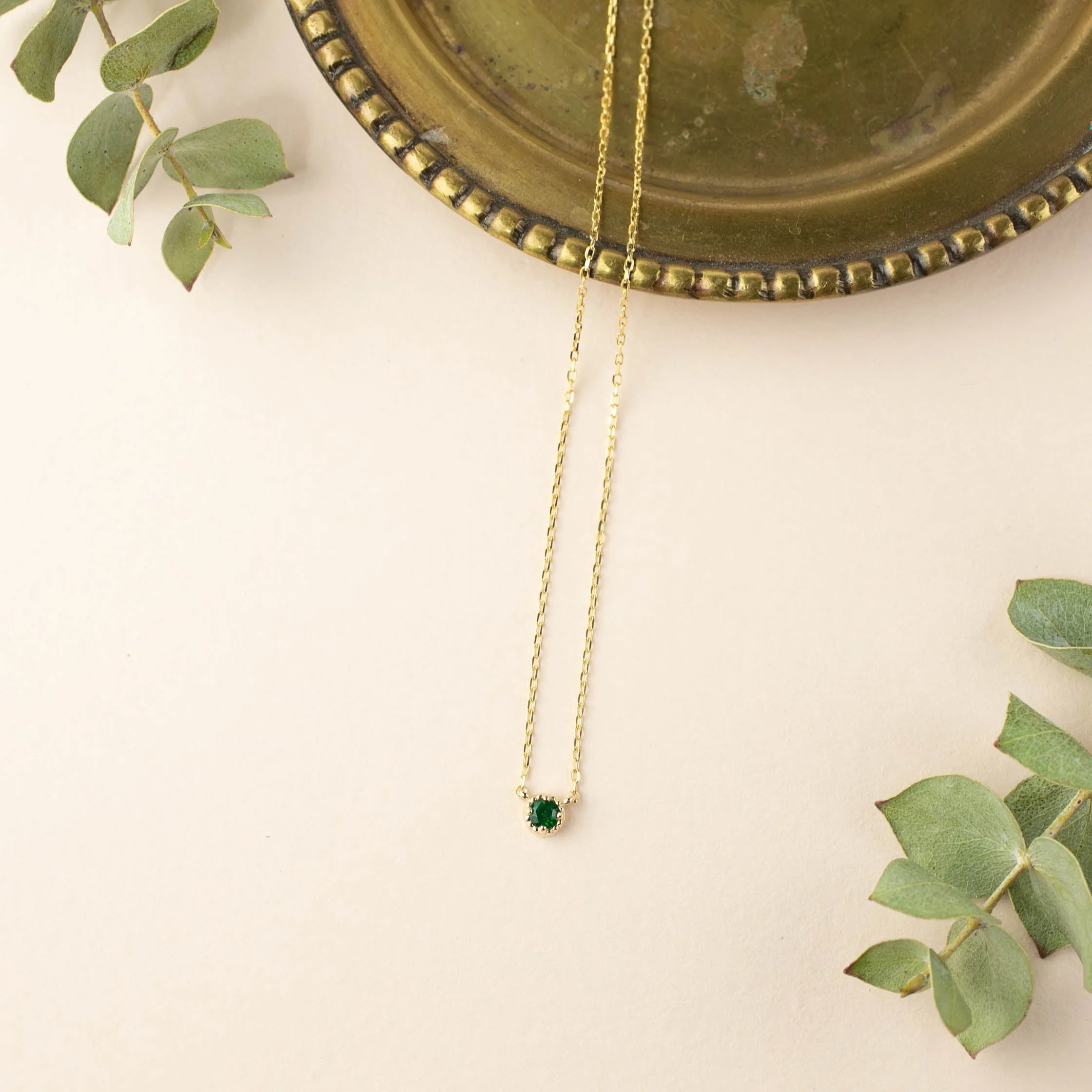 Dahlia Emerald Solitaire Necklace