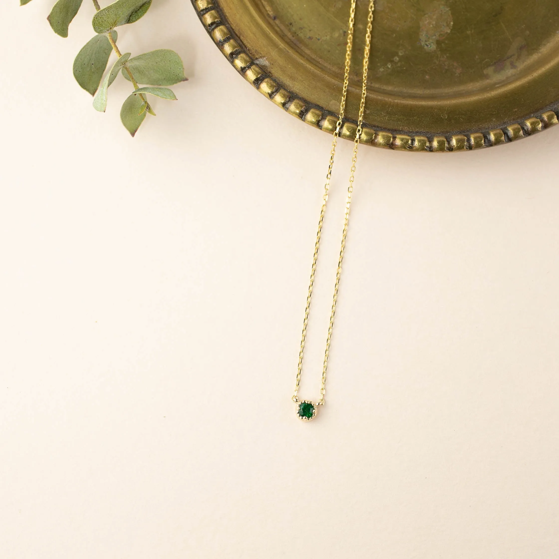 Dahlia Emerald Solitaire Necklace