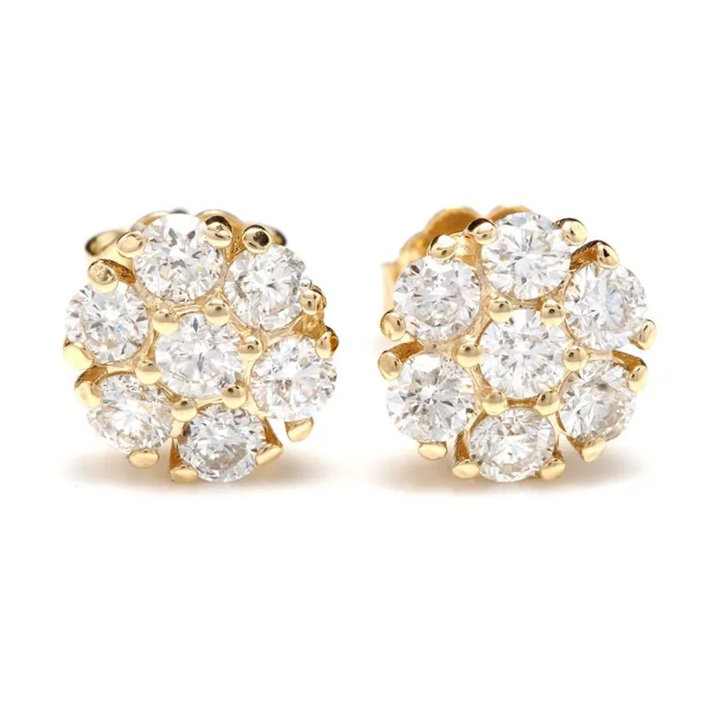 Dainty Flower Stud Earrings for Women with Cubic Zirconia in Gold Color