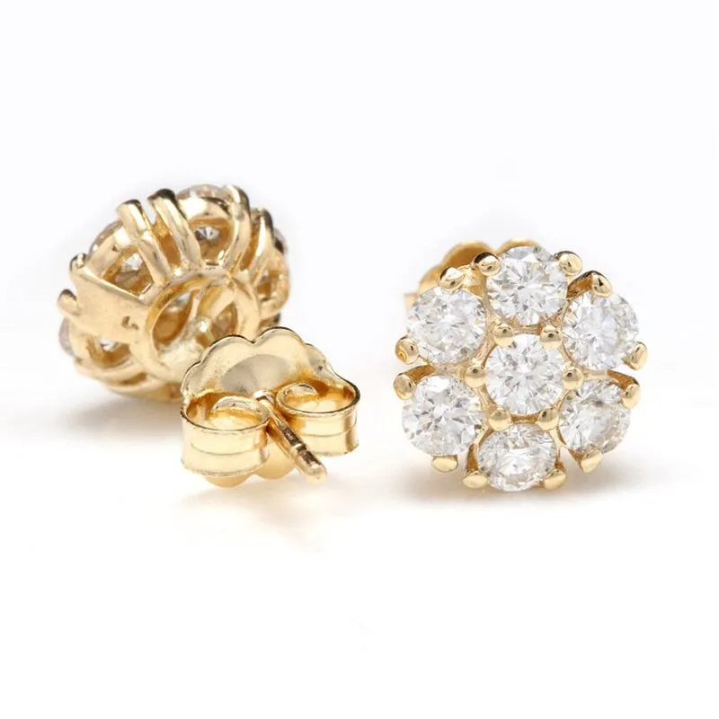 Dainty Flower Stud Earrings for Women with Cubic Zirconia in Gold Color