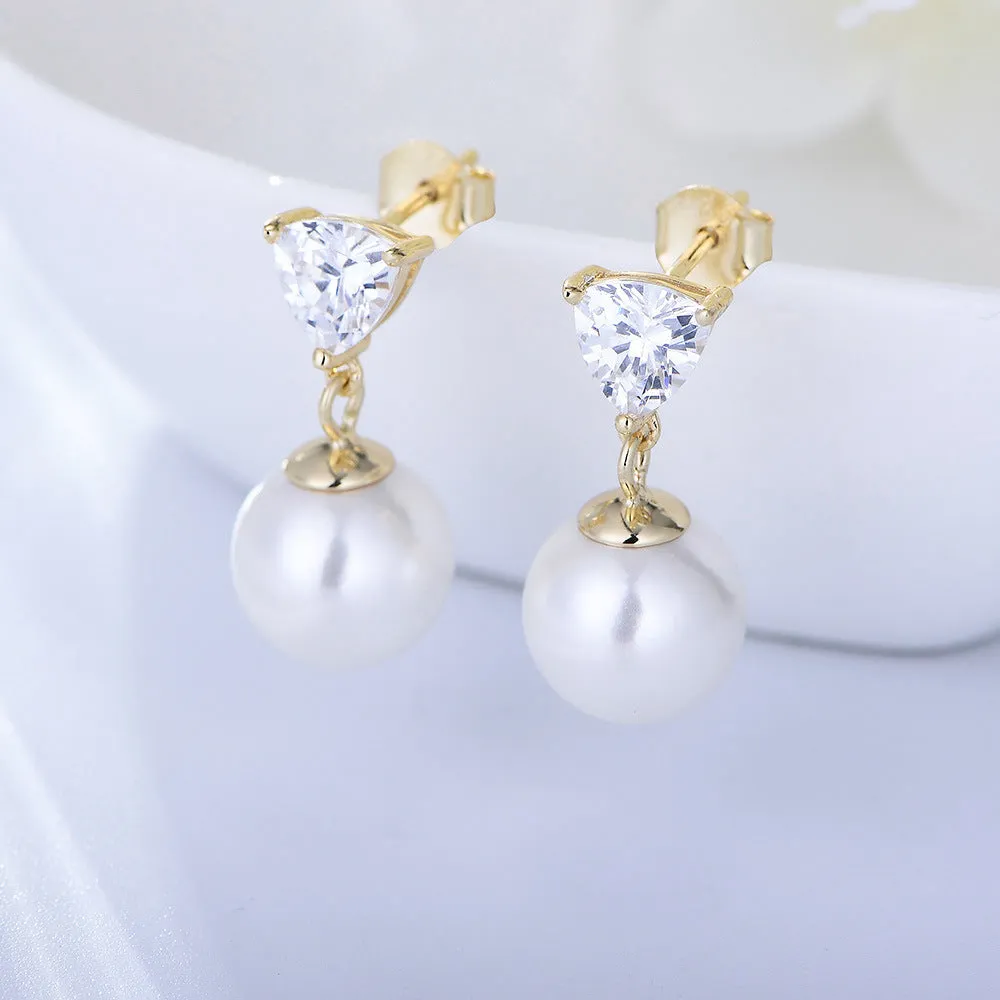 Dainty Heart Zircon Pearl Earring