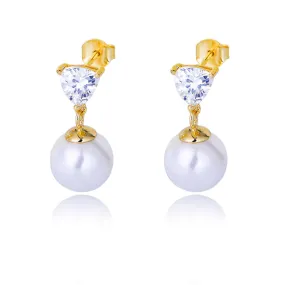 Dainty Heart Zircon Pearl Earring