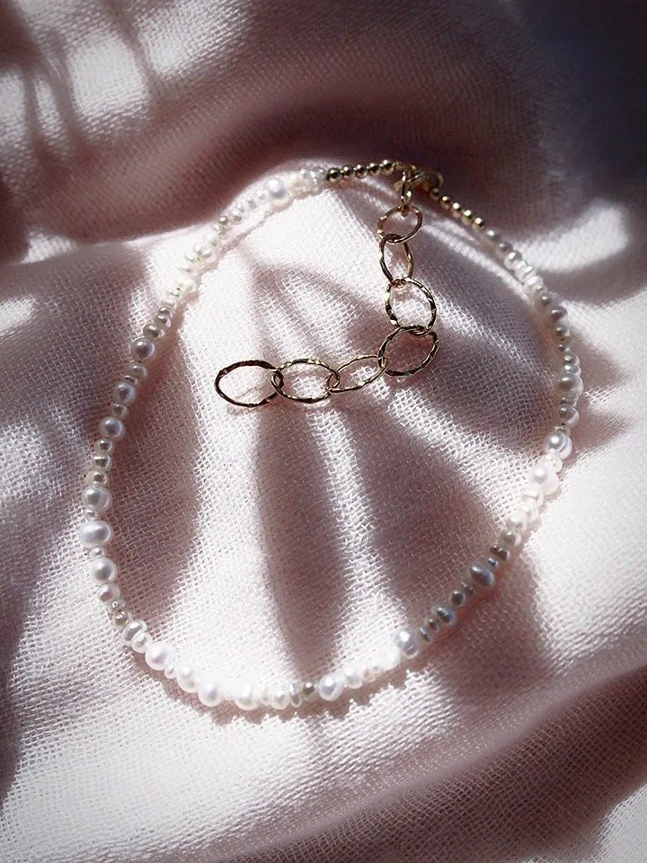 Dainty Organic White Pearl Anklet - Kale'a