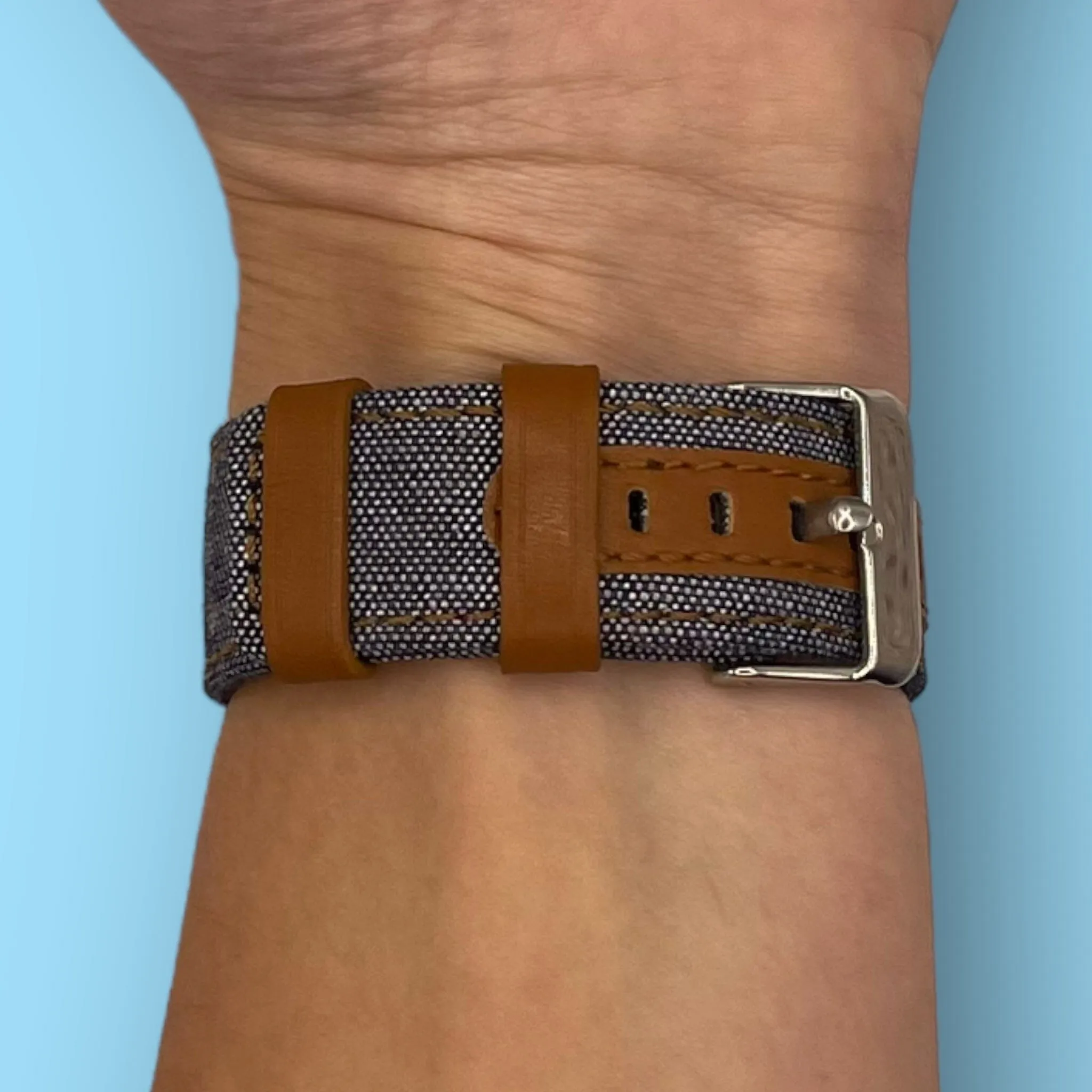 Denim & Leather Watch Straps Compatible with the Google Pixel Watch