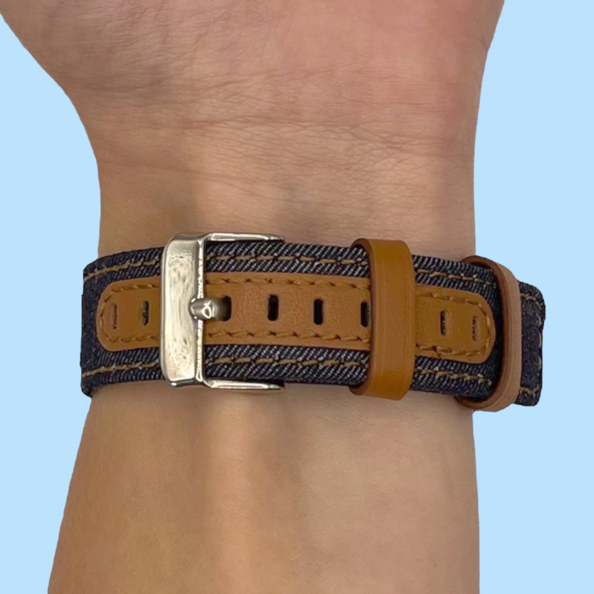 Denim & Leather Watch Straps Compatible with the Google Pixel Watch