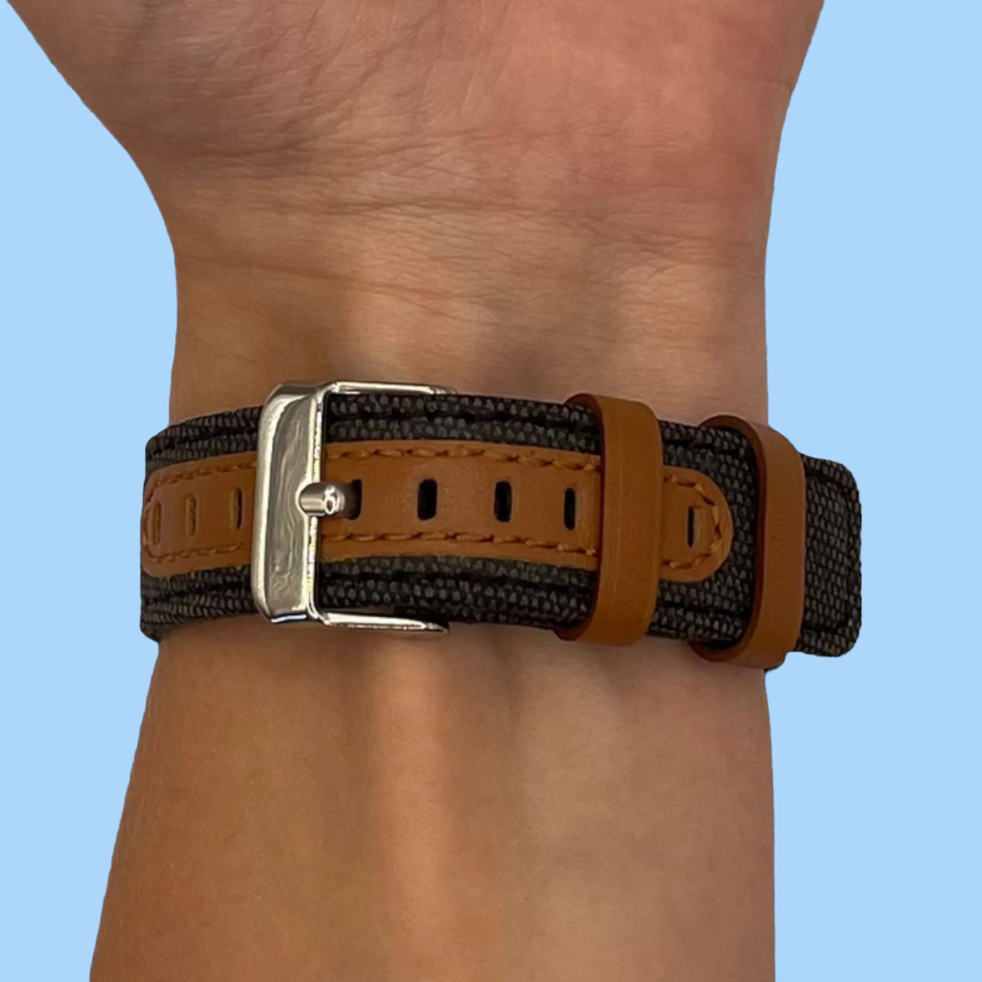 Denim & Leather Watch Straps Compatible with the Google Pixel Watch