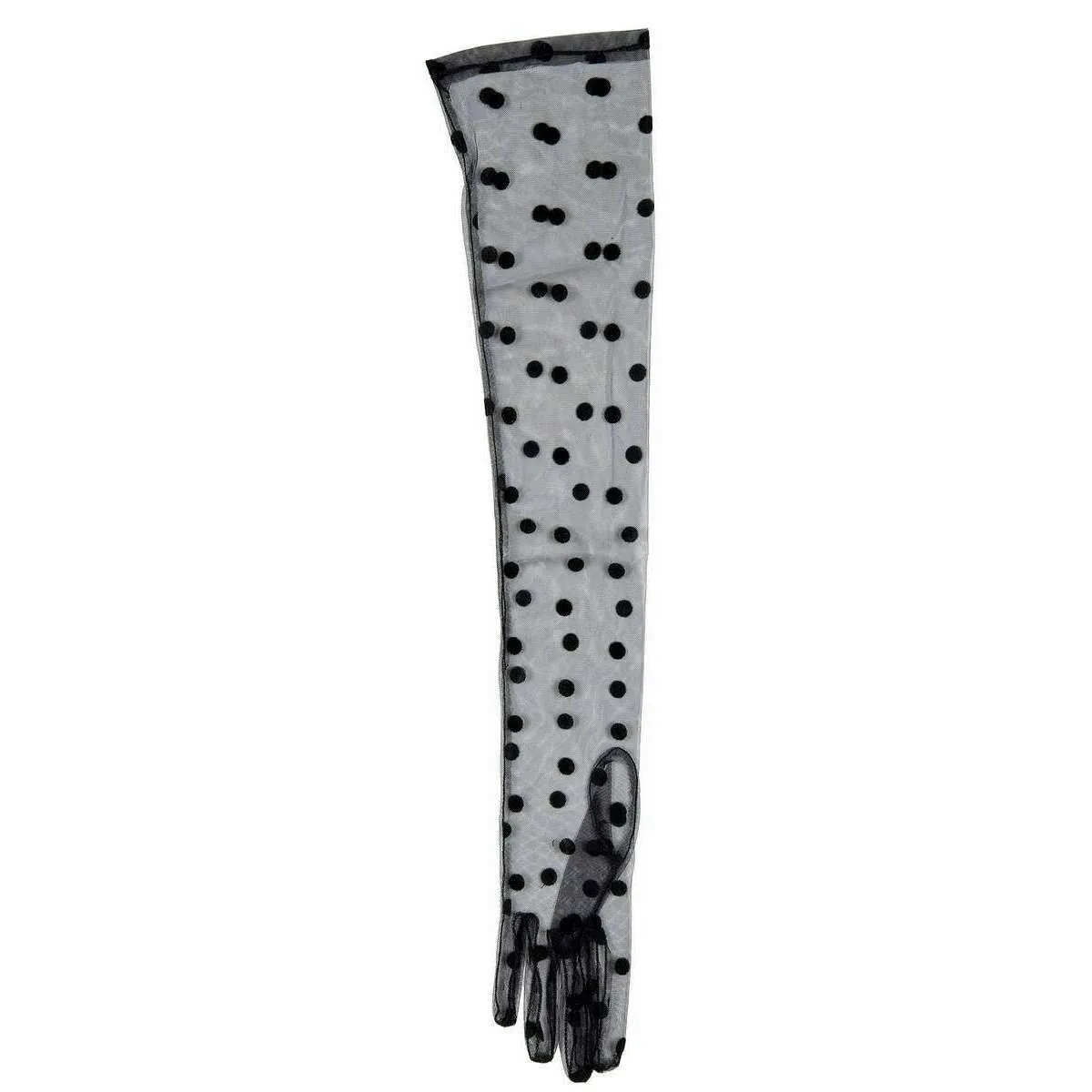 Dents Lila Long Opera Spotty Tulle Gloves - Black