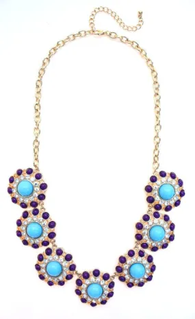 Designer Inspired Circle Necklace- Purple & Turquoise