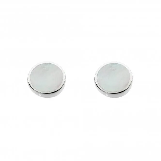 Dew Sterling Silver Round Mother Of Pearl Stud Earrings 3060MP013