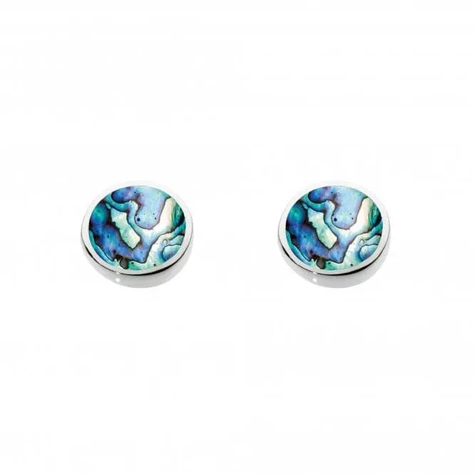 Dew Sterling Silver Round Paua Shell Stud Earrings 3060PA014