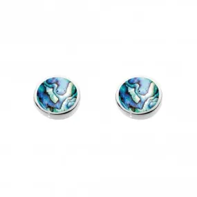 Dew Sterling Silver Round Paua Shell Stud Earrings 3060PA014