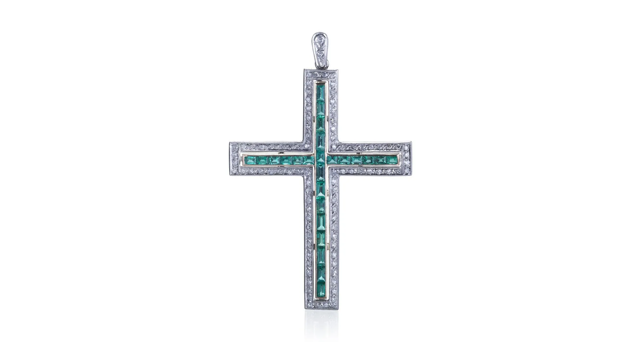 Diamond & Emerald Cross Pendant