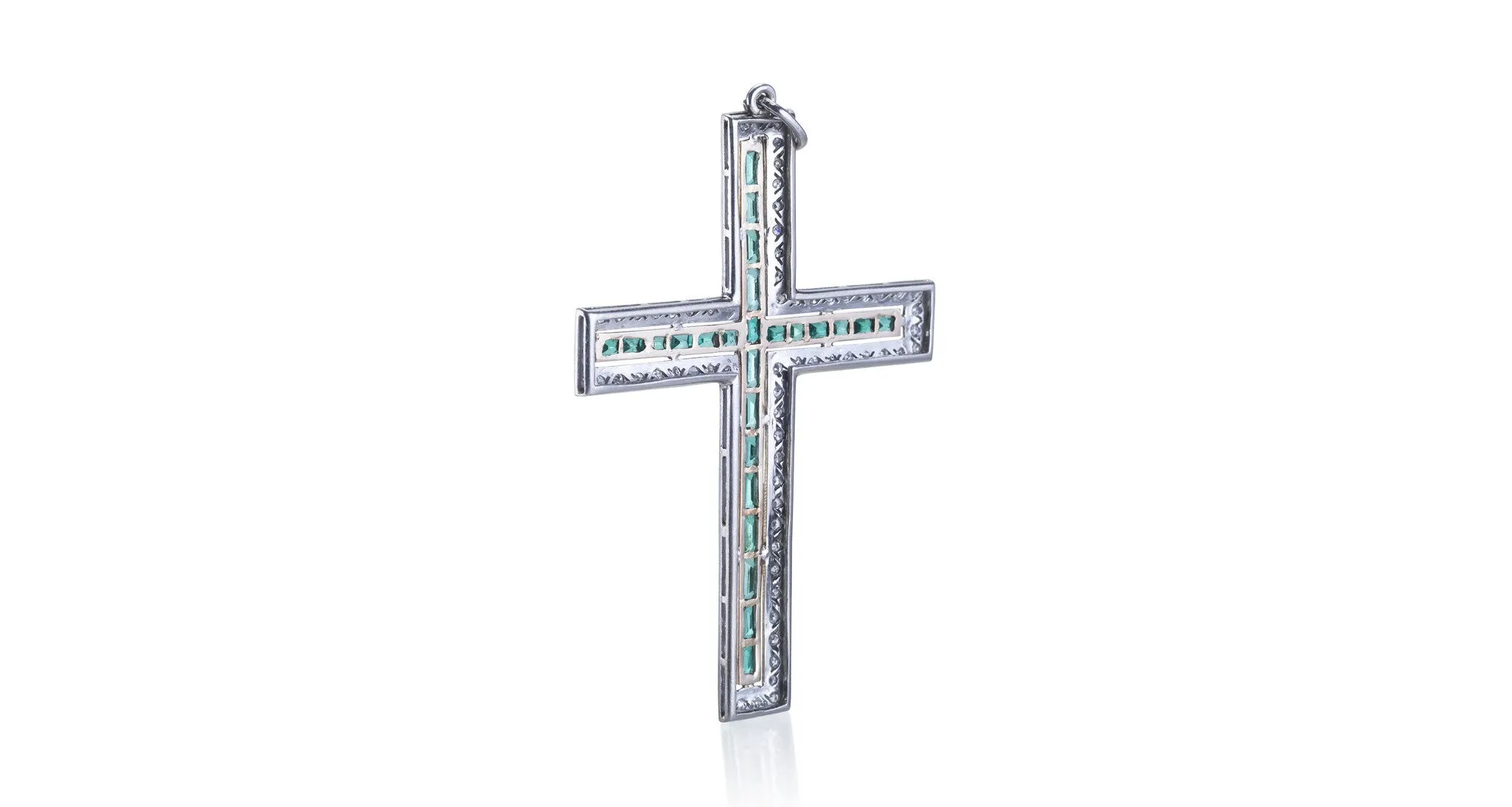 Diamond & Emerald Cross Pendant