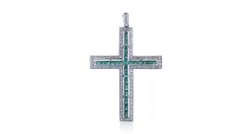 Diamond & Emerald Cross Pendant