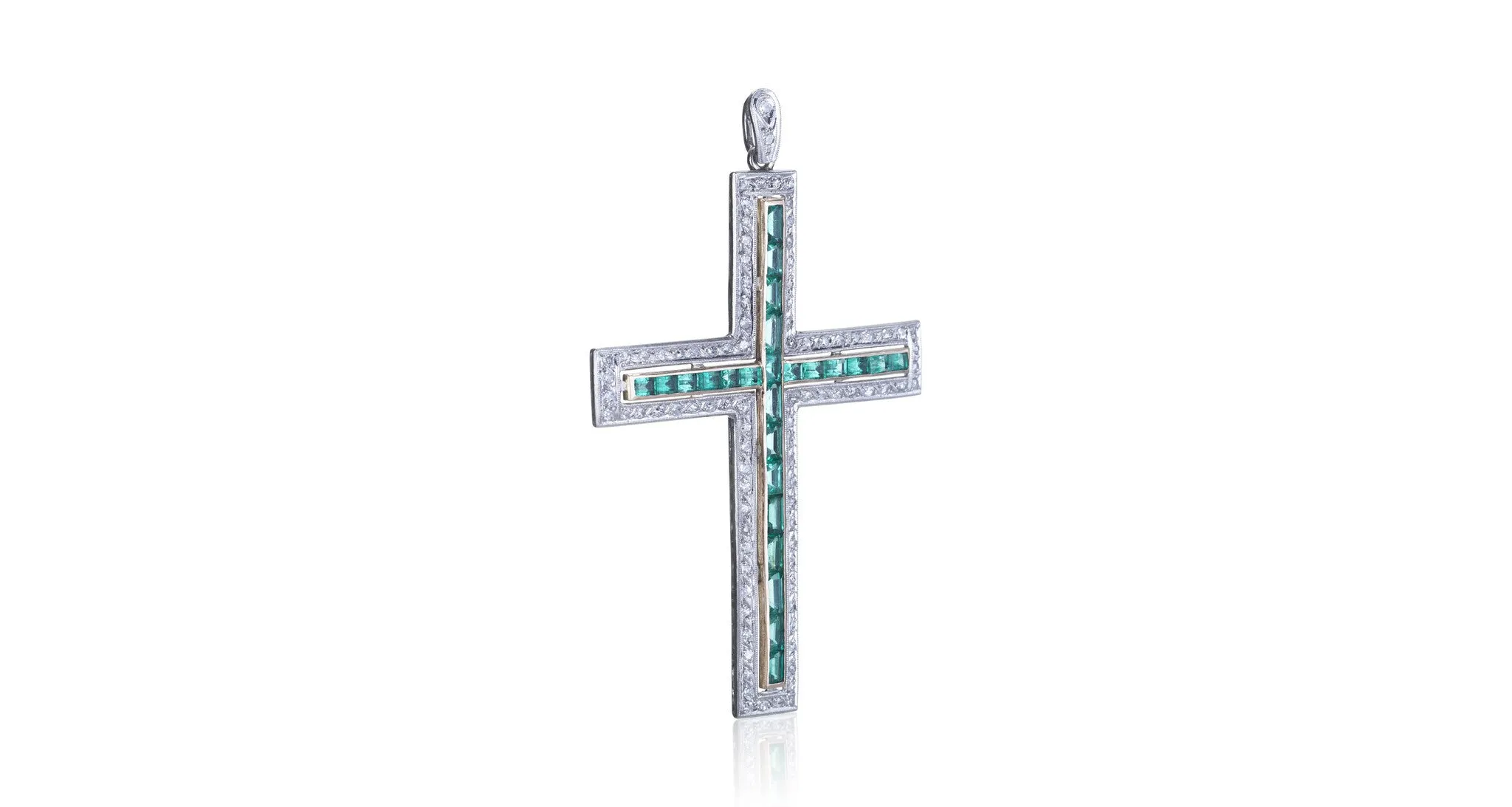 Diamond & Emerald Cross Pendant