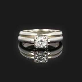 Diamond Solitaire Wedding Ring Set in 14K White Gold