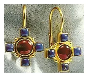 Domenica of Lombardy Garnet and Lapis Earrings