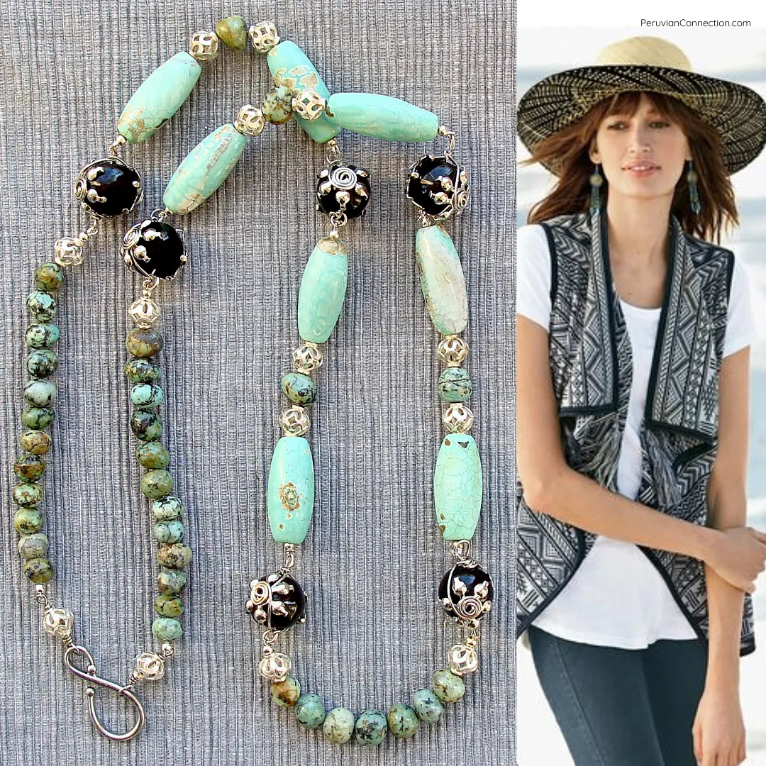 Durango: Boho Necklace with Tibetan Agate