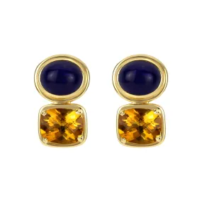 Earrings- Citrine And Lapis Lazuli