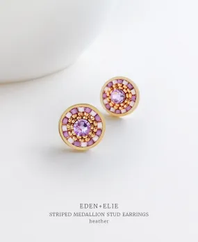 EDEN   ELIE Striped Medallion stud earrings - heather