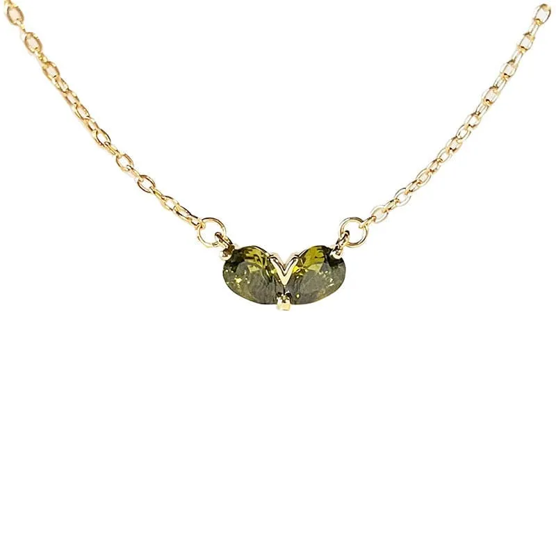 Elegant Gold Plated Emerald Heart Necklace