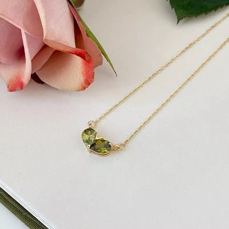 Elegant Gold Plated Emerald Heart Necklace