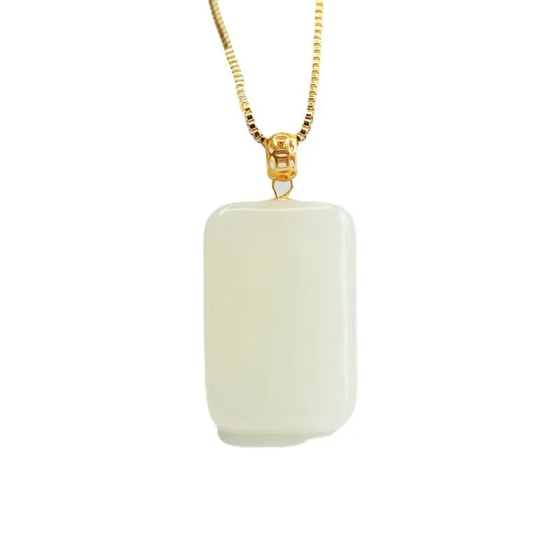 Elegant Sterling Silver Necklace with Natural Hetian Jade Pendant