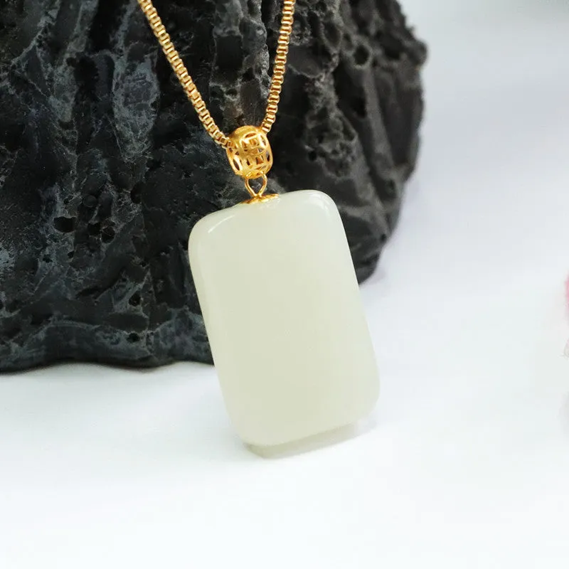 Elegant Sterling Silver Necklace with Natural Hetian Jade Pendant