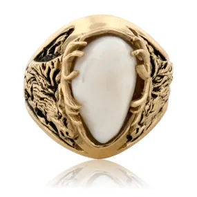 Elk Ivory Tooth Antler Head Ring