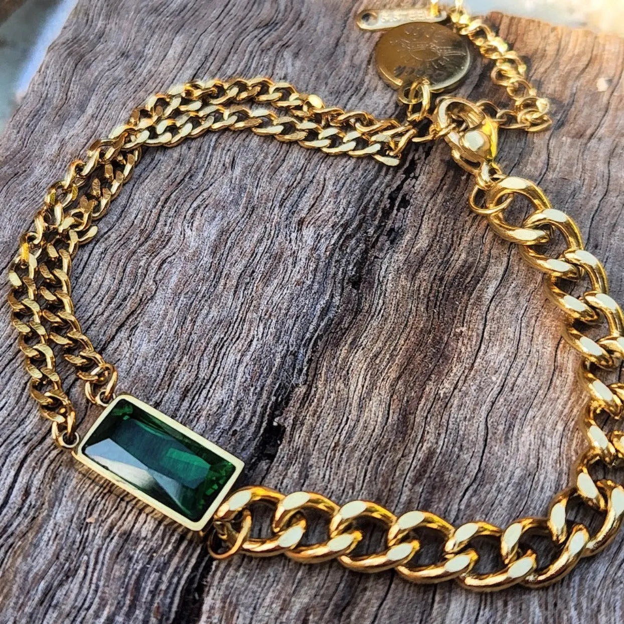 EMERALD -  18K GOLD WATERPROOF CHAIN BRACELET