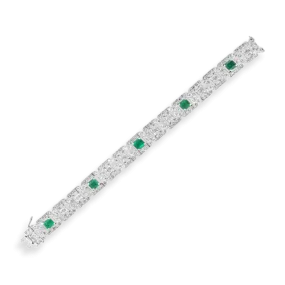 Emerald & Diamond Art Deco Estate Bracelet