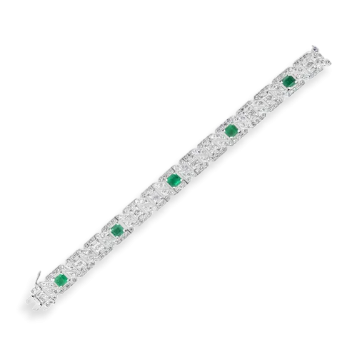 Emerald & Diamond Art Deco Estate Bracelet